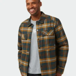 Best Sale 👍 Stio Men's Buckhorn Insulated Snap 👚 Shirt 🛒 -Stio Sales M Buckhorn Insulated Snap Shirt Treeline Green Plaid 2