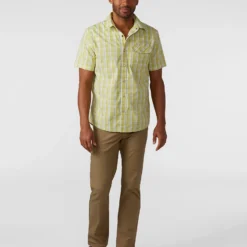 New 🛒 Stio Men's Curtis Camp 👕 Shirt SS 🤩 -Stio Sales M Curtis Camp Shirt SS Forage Green Plaid 3