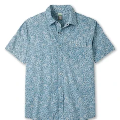 New 🛒 Stio Men's Curtis Camp 👕 Shirt SS 🤩 -Stio Sales M Curtis Camp Shirt SS River Shimmer Etched Floral