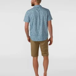 New 🛒 Stio Men's Curtis Camp 👕 Shirt SS 🤩 -Stio Sales M Curtis Camp Shirt SS River Shimmer Etched Floral 4