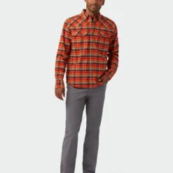 Cheap 🔥 Stio Men's Junction Midweight Flannel 👚 Shirt 🔥 -Stio Sales M Junction Midweight Flannel Shirt Risk Red Plaid 4